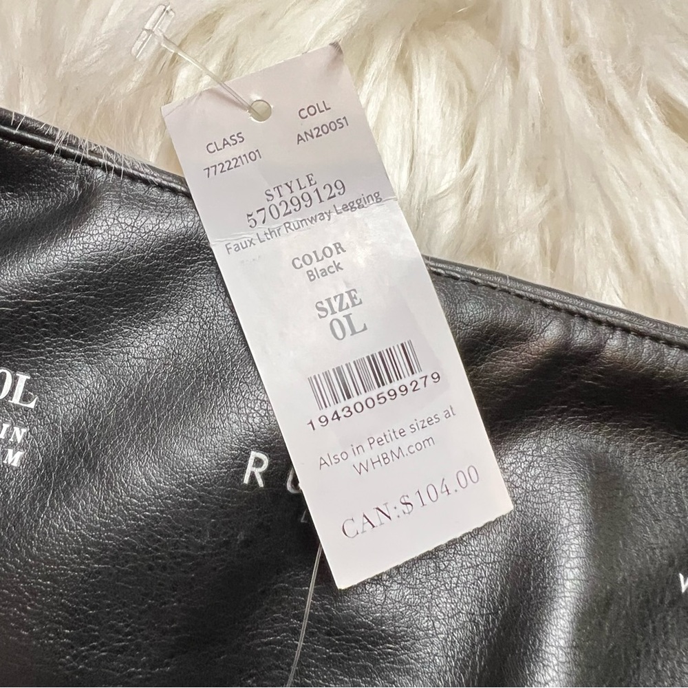 White House Black Market Faux Leather Runway Leggings. Size 0 Long. NWT - Picture 10 of 15